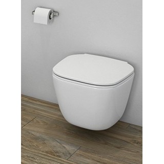 RAK CERAMICS Zestaw One Miska WC podwieszana 52x37 cm, rimless + deska slim wolnoopadająca, biały połysk.