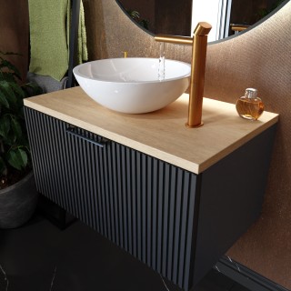Wooden Szafka wisząca z umywalką podblatową, 80x40x50cm